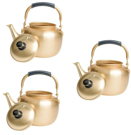 LABRIMP 3pcs Jug Kettle Capacity Tea Kettle Portable Design Aluminium Tea and Rice Wine Whistling for Home Restaurant Hotel