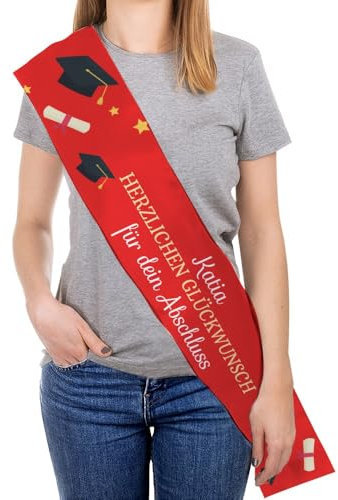 Wanapix | Schärpen Bedrucken | Personalisiert mit Foto und Text | Beidseitig Personalisierbar | Hochwertiger Vollfarbdruck | 188 cm x 14,5 cm | Laurea