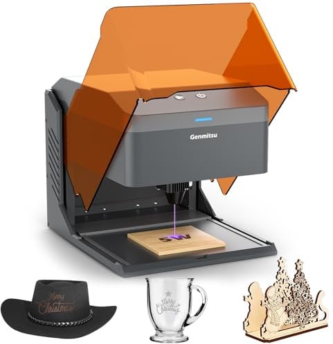 Kiosk 5W Lasergravierer, leichte und tragbare Lasergraviermaschine, Heim-Laserschneider mit Acrylgehäuse für Heimwerkerarbeiten an Holz/Leder/Metall