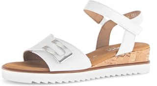Gabor Damen Riemchensandalen, Frauen Sandalen,Sommersandalen,Sommerschuhe,Freizeitschuhe,offene Schuhe,Weiss (Kork/silb),44 EU / 9.5 UK