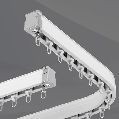 Tringle Rideau Système de Rail de Rideau en Aluminium pour Montage au Plafond Ou au Mur, Rails de Rail de Rideau Flexibles et Pliables pour Charges Lourdes, Tringle à Rideau Droite Courbée(Ceiling Mou