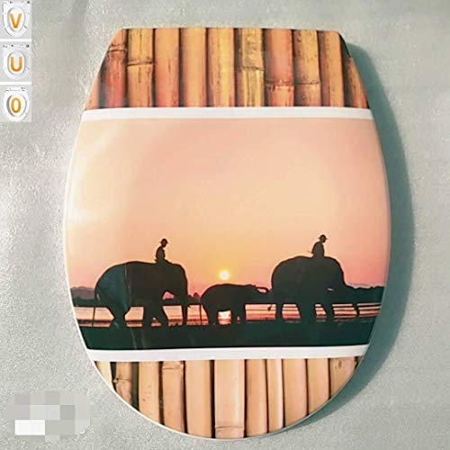 Toilettendeckel mit Absenkautomatik, Elefant, Toilettensitz mit Schnellverschluss, universeller Badezimmerbezug für Familien