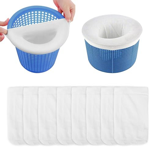 Kyzuzia 10 Calcetines de Skimmer para Piscina, filtros, cestas y Skimmer, Malla para Eliminar escorias, Hojas, escoria, Polen, Insectos, pequeñas partículas (Blanco)