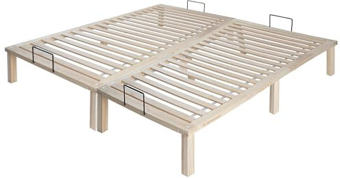 WOODRAM SOLID Bed Holzbett aus verleimtem Kiefernholz. Das Set beinhaltet einen einfachen Rahmen aus Natursperrholz. Stabiler Faltbarer Rahmen und schnelle Montage. (180x200)