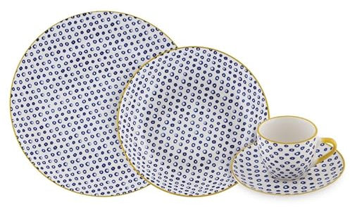 Villa Altachiara Set Piatti 6 Persone Con Tazze, Servizio Piatti 24 Pezzi, In Porcellana, Piatti Piani 26 Cm + Piatti Fondi 21 Cm + Tazzine Da Caffè, Adatti A Microonde E Lavastoviglie, Linea Furore