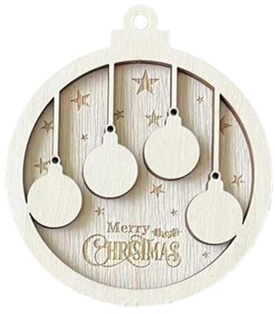 Holzornamente zum Basteln, Weihnachtskugel-Ornament aus mit Sternmuster, hängende Weihnachtsdekorationen, Holzhandwerksbedarf für Hochzeit, Geburtstag