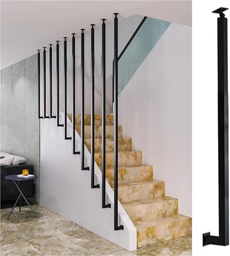 Ringhiera Vetro scale interne esterni Regolabile Balaustre a Fuso, Personalizzabile Scala Colonna Parapetto con Staffa Regolabile ad Angolo, Design a Tubo Quadrato Montaggio Laterale(40cm/15.7in/1.31f