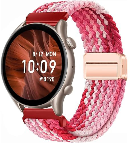 Issinlky Bracelet tressé nylon pour Amazfit GTR 47mm/2/2e/3/3 Pro/GTR 4/4 Pro/Stratos 3/Stratos 2, Bracelet élastique 22mm pour Xiaomi S1/Xiaomi Mi/S1 Active/S3/Watch 2