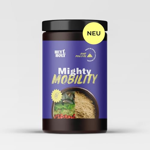 HEY HOLY Premium Gelenkpulver für Hunde Mighty Mobility | Gelenk- & Knochenschutz für Hunde 200 g | Unterstützt bei akuten Gelenkschmerzen & Präventiv | Hochverträglich aus natürlichen Zutaten