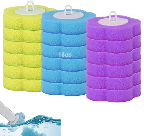 Disposable Toilet Brush, Toilet Bowl Cleaner Brush with 54 Refills,Disposable Toilet Cleaning System with Holder for Bathroom Cleaning (18 brush head (3 flavors))