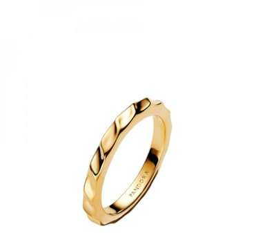 Pandora Gewellter Bandring aus 14 Karat Vergoldung, aus der Essence Kollektion, Gr. 54, 163885C00-54