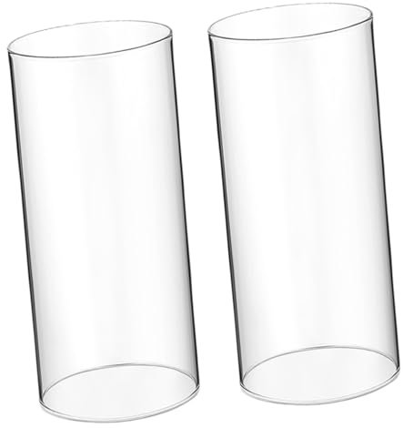 PartyKindom 2pièces Bougeoir Cylindrique Verre Transparent Abat-jour Anti-vent Pour Bougies Tube Ouvert Et Décoratif Protection Effet Clair Pour Intérieur Et Extérieur