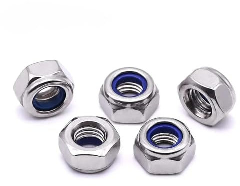 Tuercas autoblocantes hexagonales de nailon de acero inoxidable 304 DIN985 M2 M2.5 M3 M4 M5 M6 M8 M10 M12 2/5/10/50 piezas(M8 (5pcs))