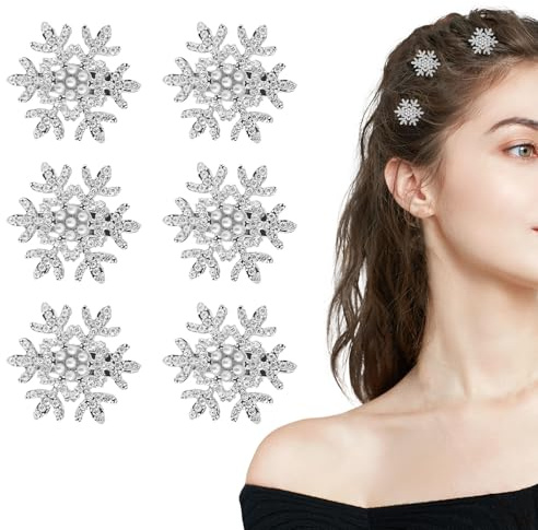 Pince Cheveux Flocon, Pinces à Cheveux de Noël, Pinces À Cheveux Strass, pinces à cheveu flocon de neige, pour femme mariée mariage fête hiver cadeaux de Noël (B)