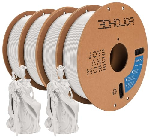 3DHoJor PLA Filament 1.75mm 4KG Weiß 3D Drucker Filament PLA Set | 1KG/Spule*4 3D Drucker Filament PLA, ultraschnelle Filament 3d Druckmaterialien, Vakuumverpackung,für FDM 3D Drucker