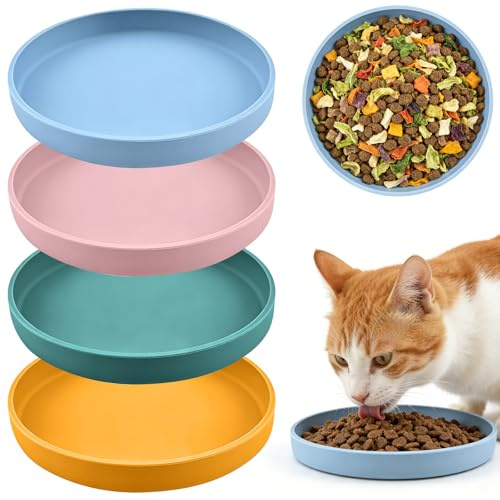 4 Stück Katzennapf, Futternapf Katze Silikon, Katzennapf Flach, Katzennäpfe 18cm Silikonnapf Breit Trinkschale, Katzen Napf, Katzen Teller, rutschfest Fressnapf Katze Für Trockenfutter Und Nassfutter