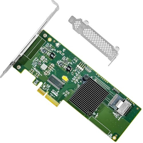 SAS HBA Card PCIe SATA Erweiterungskarte kompatibel mit LSI 9211-4i IT Mode, SAS Expander Support, PCIe 2.0, 1x SFF-8087 intern, 4-Port 6Gbps, Pass-Through für NAS ZFS TrueNAS unRAID