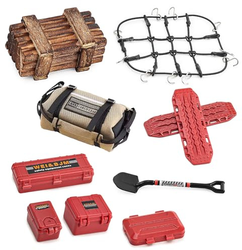 Ezweiji 10-TLG RC Crawler 1/18 1/24 Zubehör Set - Micro Scale Deko | Scale Deko für authentischen Offroad Modellbau passend für 1:18 1:24 Modelle wie Traxxas TTRX-4M, SCX24, FCX24