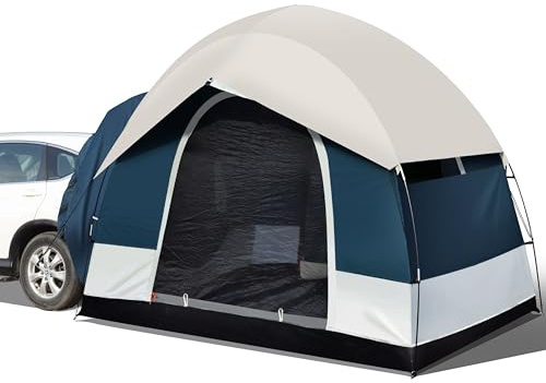 Universal Heckzelt SUV Zelt zum Campen, 6 Personen Autocampingzelt, SUV Heckklappenzelt für Außenbereich, Einfach aufzubauendes Zelt mit Regendach, 250 x 250 x 210 cm, für Auto, CUV, Minivan (Blau)