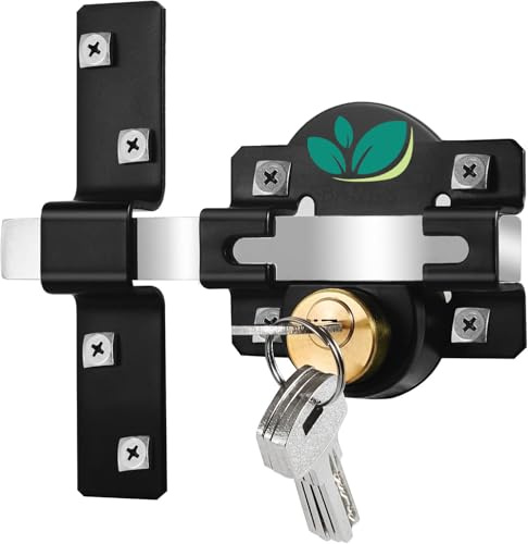 Banas Mortrise Lock, Long Throw Gate Lock for Wooden Gate, Double Sides Locking, Suitbale for 50mm Thickness Door, 304 Stainless Steel, 5 Keys