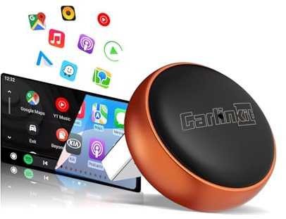 Carlinkit Mini Ultra 3 Adattatore Wireless CarPlay e Android Auto, Converte OEM Cablato in Wireless, Plug & Play USB A/C, Connessione Automatica, Aggiornamento OTA, Arancione