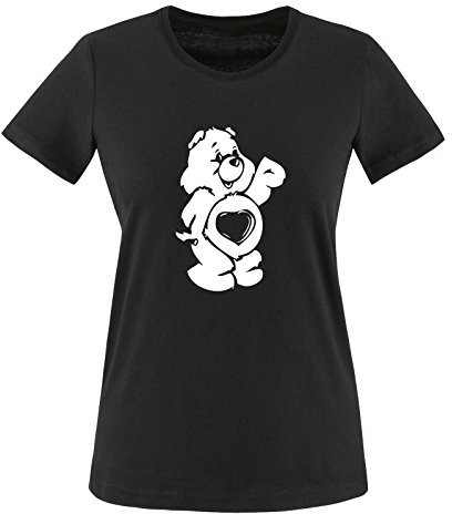 Comedy Shirts - Glücksbärchi - Damen T-Shirt - Schwarz/Weiss Gr. L