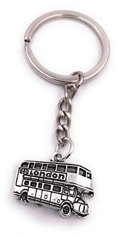 H-Customs London Bus Schlüsselanhänger Anhänger Silber aus Metall