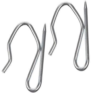 The Bead Shop Hochbelastbare Metall Gardinenhaken Stifthaken | (50er Pack) für Bleistiftfalte und schwere Vorhänge | Vorhanghaken Silber (34 x 19 mm)