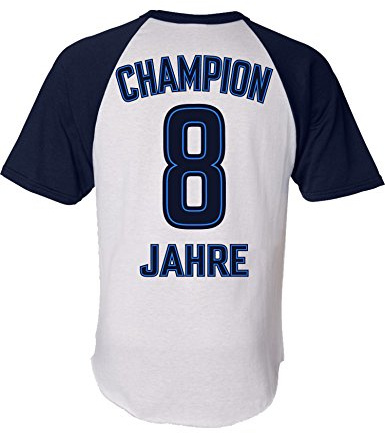 Baddery Jungen Fußball T-Shirt zum 8. Geburtstag - „Champion 8 Jahre“ | Kinder Fussball Geburtstagsgeschenk in Trikot-Optik