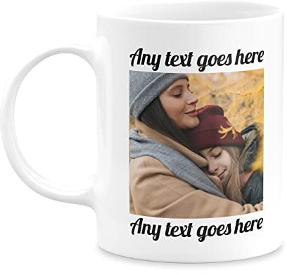 Hippowarehouse Personalised Mug Text Photo Printed Collage Design Logo Gift Cup 10oz Various Options Mothers Fathers Day Coffee Best Friend for her for Him Girlfriend boyfriend Custom company business