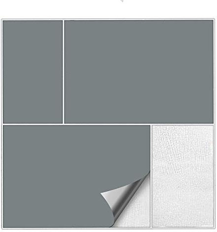 Kiwistar Fliesenaufkleber Grau Seidenmatt - 30 x 60 cm - 50 Stück - Klebefliesen Fliesenmuster Stickerfliesen Wandfliesen überkleben
