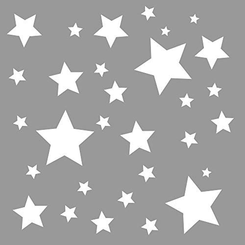 30 Stück weiße Sterne Aufkleber, Fensterdekoration zu Weihnachten Fensterbild/Fensteraufkleber, Wandtattoo