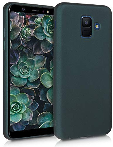 kwmobile Case kompatibel mit Samsung Galaxy A6 (2018) Hülle - Schutzhülle aus Silikon metallisch schimmernd - Handyhülle Metallic Petrol