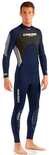 Cressi Morea Wetsuit Full 3 mm, Muta Monopezzo Neoprene Ultrastretch Uomo, Blu/Argento/Argento, XL/5