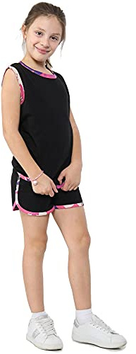 A2Z 4 Kids Girls Shorts Set 100% Cotton Camouflage Tape T Shirt Shorts Lightweight Comfortable Summer Vest Top Shorts Outfit Set Age 5-13 Years