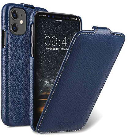MELCKO Étui de protection pour Apple iPhone 11 (6,1 pouces) avec revêtement en cuir à rabat, étui de protection pliable, fin pour téléphone portable, bleu