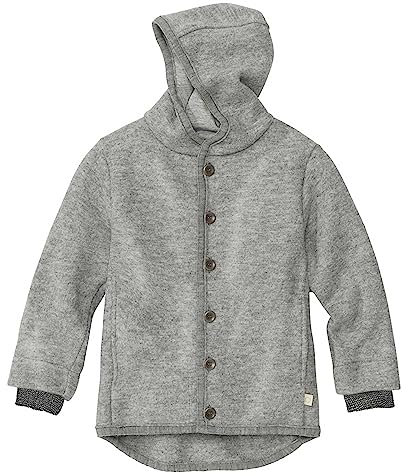 Disana WALK-JACKE, 100% Bio-Merinowolle GOTS, IVN Best | mit Kapuze | Baby Kleinkind Kind Unisex | Made in Germany | Grau Gr. 62-68