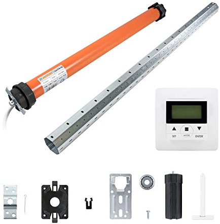 3T-MOTORS Rollladenmotor Komplettset mit Zeitschaltuhr, SW60 Welle 1,10 m, 3T45-10B (Zugkraft 10 Nm/25 kg) mit elektronischen Endschaltern, einfache Montage mit Zubehör, Rollladenantrieb