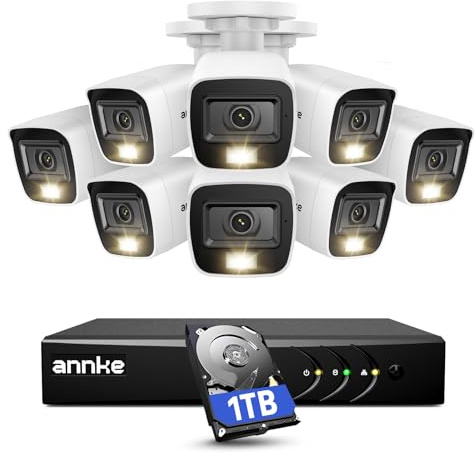ANNKE Home Wired Camera Security System with Audio, 8X 1080P Cams, 1TB HDD