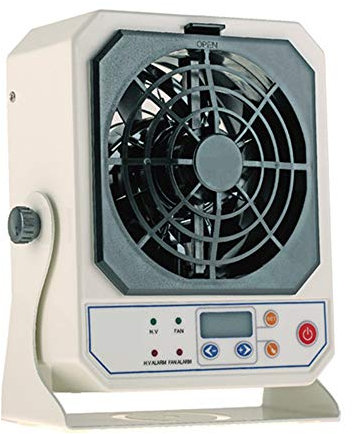 Hanchen Antistatischer Ionisator Ionisierendes Luftgebläse 1s ESD-Ionisator Hochfrequenz-Ionisationslüfter Elektrostatischer Eliminator mit H.V-Alarm, automatische Reinigungsfunktion (1 Fan)