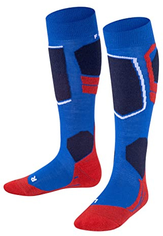 FALKE Unisex-Child SK4 Skiing Socks, Merino Wool, Blue (Olympic 6940), US 10-12.5 (3-6 years Ι 27-30), 1 Pair