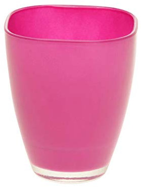 INNA-Glas Viereckiges Dekoglas Yule aus Glas, pink, 17x13x13cm - Glasvase/Windlicht Glas