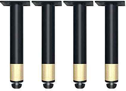 Adjustable Furniture Feet, Diy Metal Sofa Legs, Modern Style Replacement Feet, for Bedside/TV Cabinet, Coffee Table, Bench, Black/Gold Cabinet Legs, Various Sizes,black gold,11cm/4.3in
