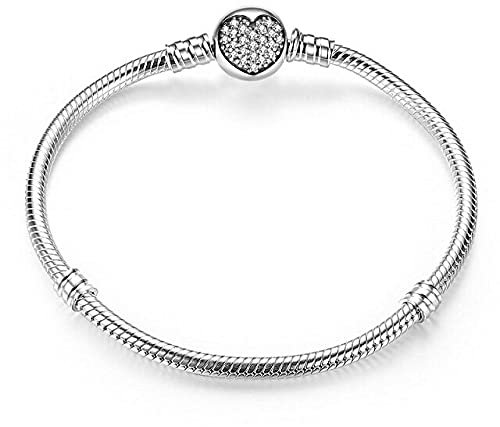 MariaFonte Bracciale con chiusura in argento Sterling a forma di cuore con brillantini di Zirconia (Lunghezza 17 cm)