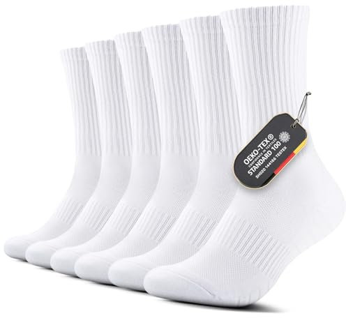 FALARY Socken Herren 47-49 Weiß Warm Wandersocken Tennissocken Sportsocken Laufsocken Herren Wintersocken Frotteesocken Herrensocken Baumwollsocken Funktionssocken für Outdoor Running 6 Paar