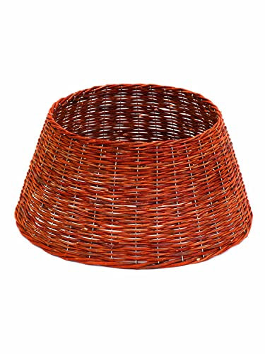Optimal Products Willow Christmas Tree Skirt Rattan Wicker Natural Base Cover XMAS Festive Stand UK (Large (70 x 28 cm), Brown)