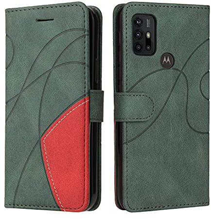 Fatcatparadise Kompatibel mit Motorola Moto G10 / G30 Hülle, Leder PU Brieftasche Handyhülle Flip Case Silikon Bumper Schutzhülle Klapphülle. Lederhülle mit Kartenfächern und Standfunktion (Grün)