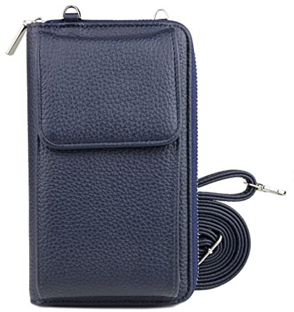 irisaa Kleine Handy Umhängetasche, Geldbörse Damen Brieftasche RFID Schutz Crossbody Handytasche Reisepass mit Kartenfächern und Verstellbarem Schultergurt, Damen Tasche:Navy