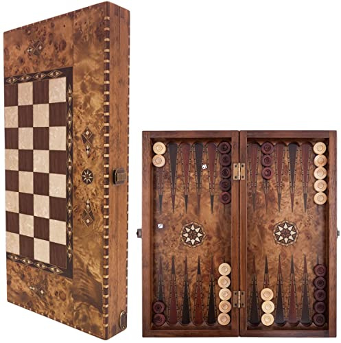 Helena Wood Art, Deluxe Edition, Hochwertiges Backgammon Spiel aus Holz, Tavla, 2 Spieler, ab 12 Jahren