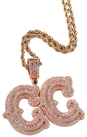 Zopmopae Custom Iced Out Chain for Men Personalized Hip Hop Name Necklace Simulated Diamond A-Z/Number 0-9 Initial Letter Pendant Necklace with Tennis Chain/Rope Chain in Silver Gold Rose Gold Color
